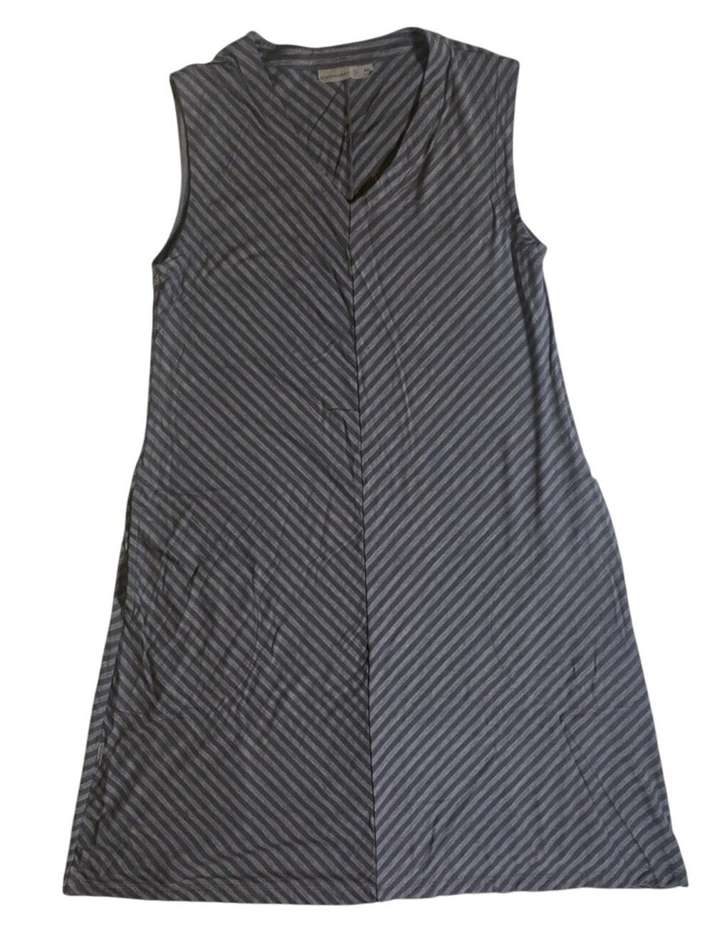 Icebreaker NWT Women Cool Lite V Neck Gray Striped Sleeveless Dress Med